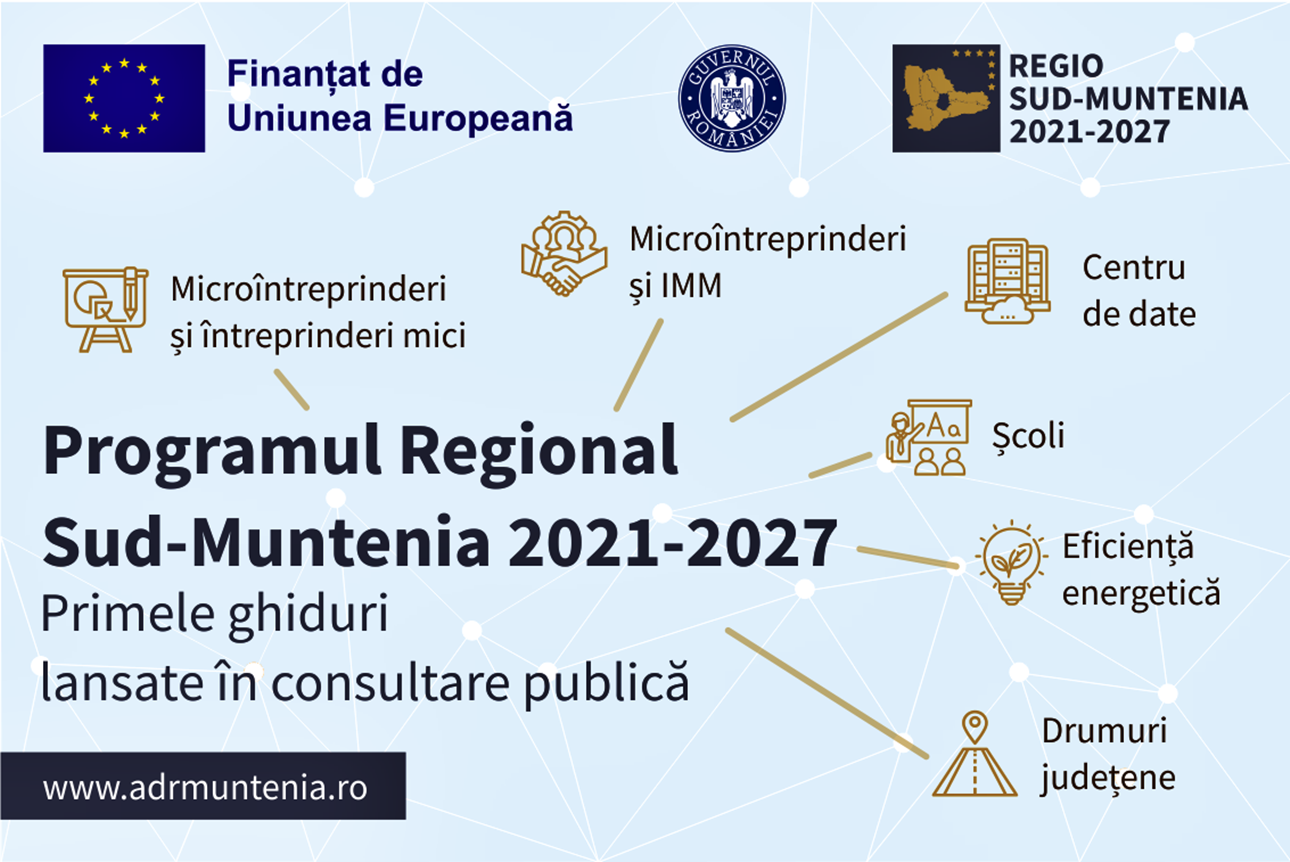 Primele ghiduri specifice pentru mediul de afaceri, din cadrul PR Sud-Muntenia 2021-2027, lansate în consultare publică!